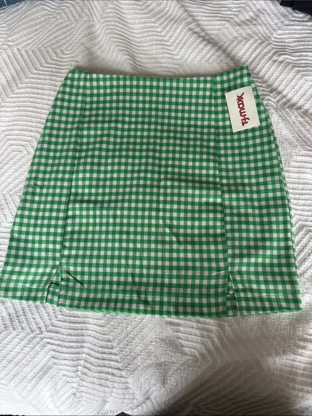 NWT Green Gingham Mini Skirt
